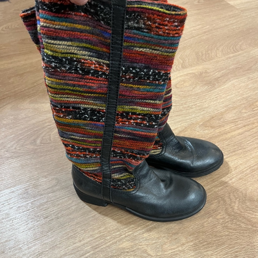 Multicolor Striped Knee Boots